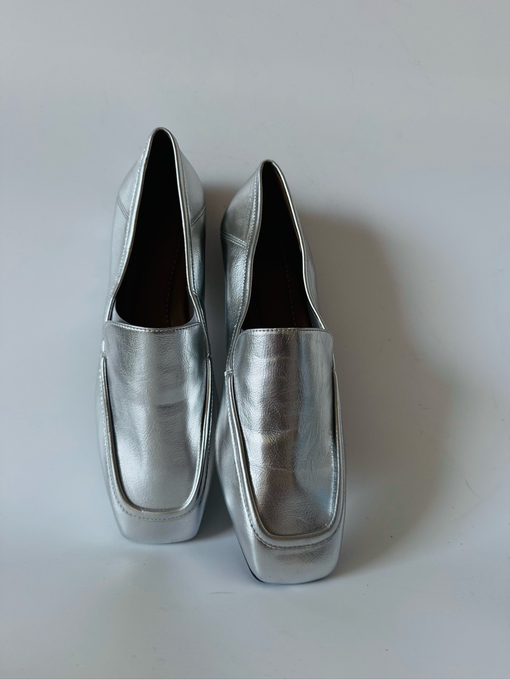Nordstrom Silver Metallic Slip-On Loafers